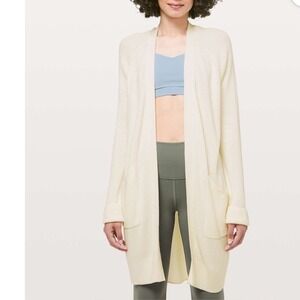 Lululemon Still at Ease Cardigan Sweater Cream Pleated Back
